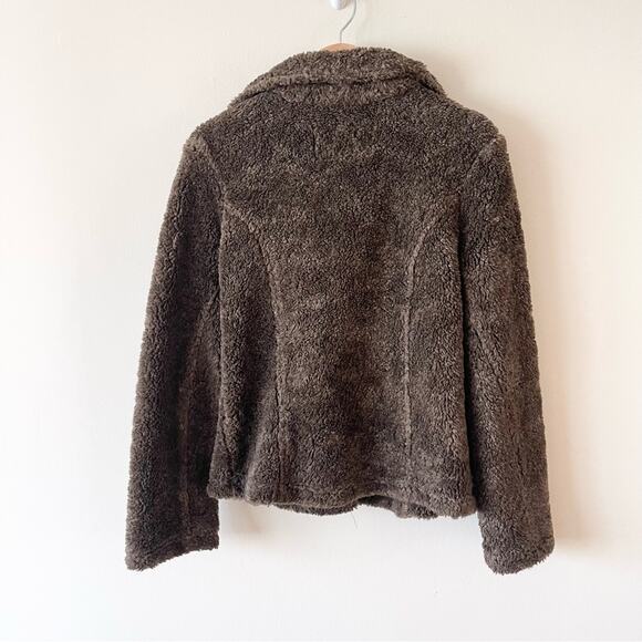 True Grit Teddy Jacket Faux Fleece Button Front Pockets Lightweight size M Brown - Picture 5 of 8